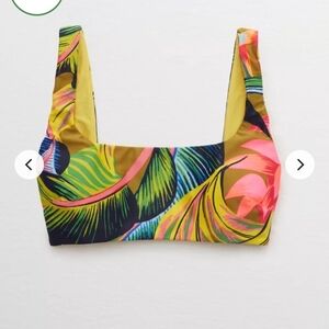 Aerie Tropical Print Bikini Top - Yellow, Pink, Green
